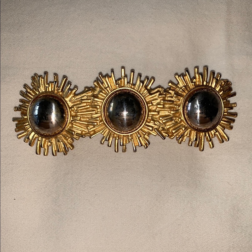 Gold and Silver Sunburst Hair Clip/Barrette Made in France